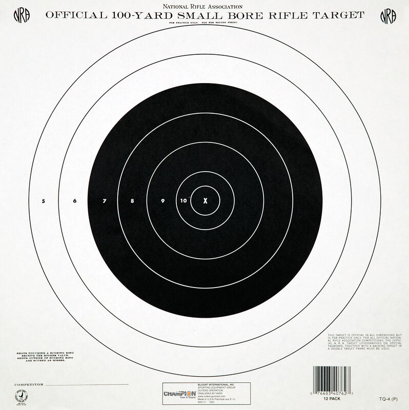 100 Yard Single Bull 12 Pack NRA Targets