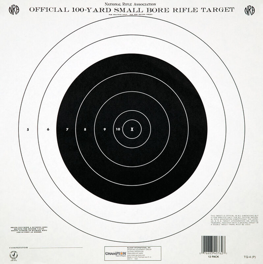 100 Yard Single Bull 12 Pack NRA Targets